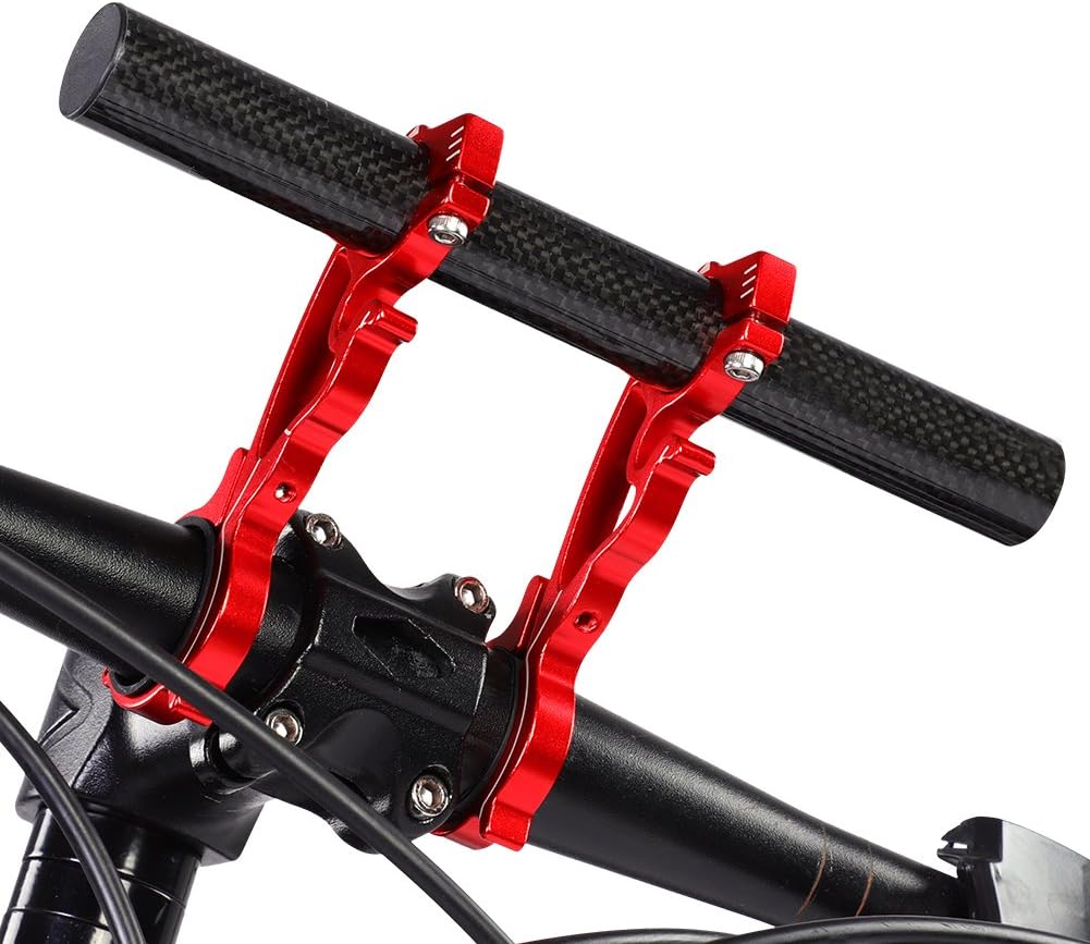 Extender Holder, Aluminum Alloy Space Saver Double Handlebar Extension Holder for Speedometer(20CMRed)