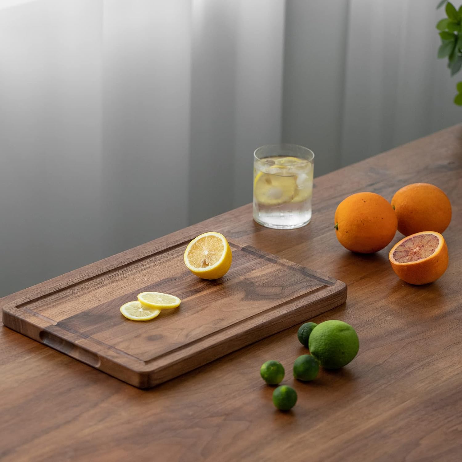 Muso Wood Walnut Cutting Board for Kitchen, Wooden Cutting Board with Juice Groove and Side Handle, Wood Board for Food and Charcuterie (16 x 11 in)