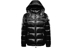 JEsilunmaMY Men's Thermal Shiny Hooded Puffer Jacket