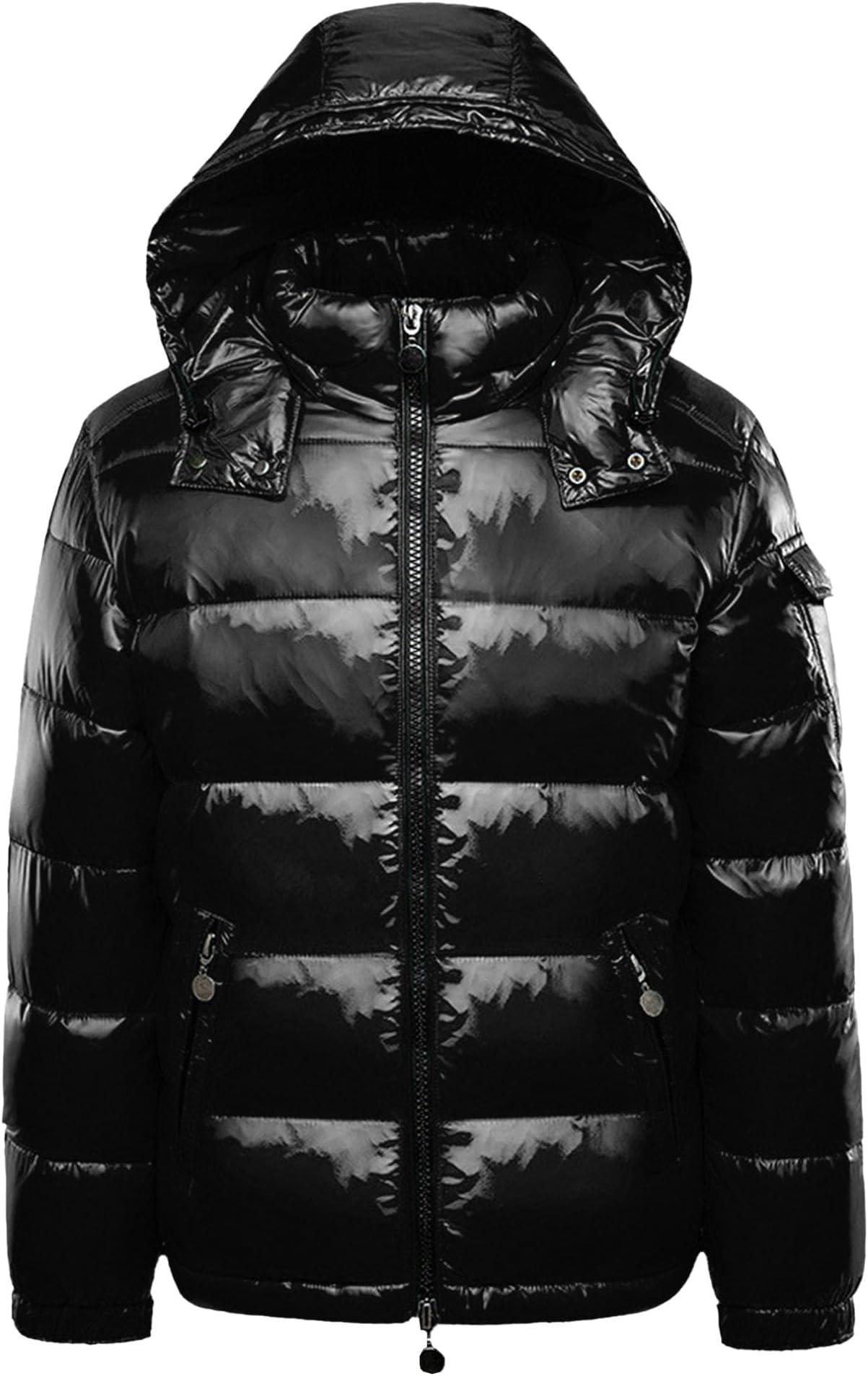 JEsilunmaMY Men's Thermal Shiny Hooded Puffer Jacket Winter Coats Water-Resistant Down Coats Insulated Padded Puffy Coat