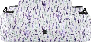 CUPADA Lavender Flowers Universal Baby Stroller Organizer with Cup Holders, Large Capacity Watercolor Floral Stroller Organizer Bag Adjustable Strap Fit Most All Strollers