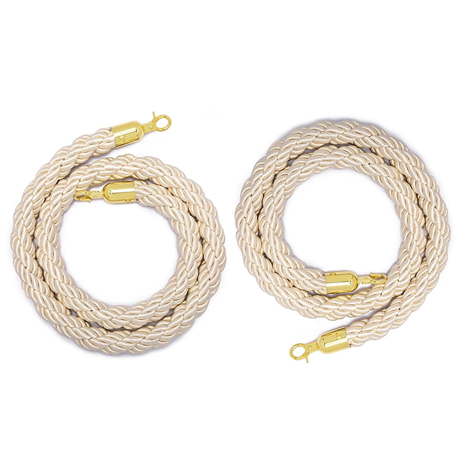 Oracra Stanchion Rope Cream Crowd Control Stanchion Rope - 2pcs, Portable Twisted Hemp Rope Barrier for Hotel Party Wedding, 2ft 3ft 4ft 5ft 6ft 8ft 10ft Handrail Rope(305cm(10ft))