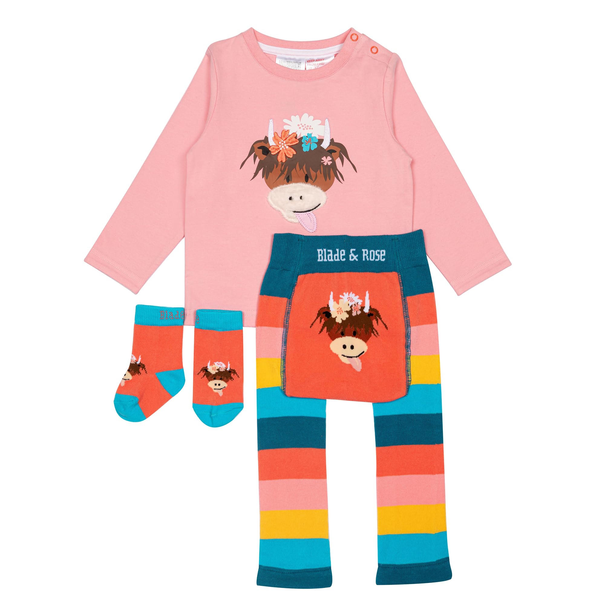 Blade & Rose | Bonnie Highland Cow Outfit | Baby Outfit Set | Clothing For Babies & Toddlers 6-12 Months