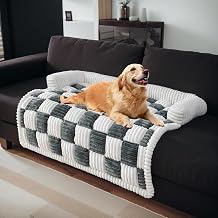 Dog Beds for Large Medium Small Dogs - Soft Cozy Flannel Non-Slip Dog Bed Washable Dog Beds Large Sized Dog, Thick Pet Couch Covers for Sofa for Furniture Protrctor Blue Grey, M/90x90cm