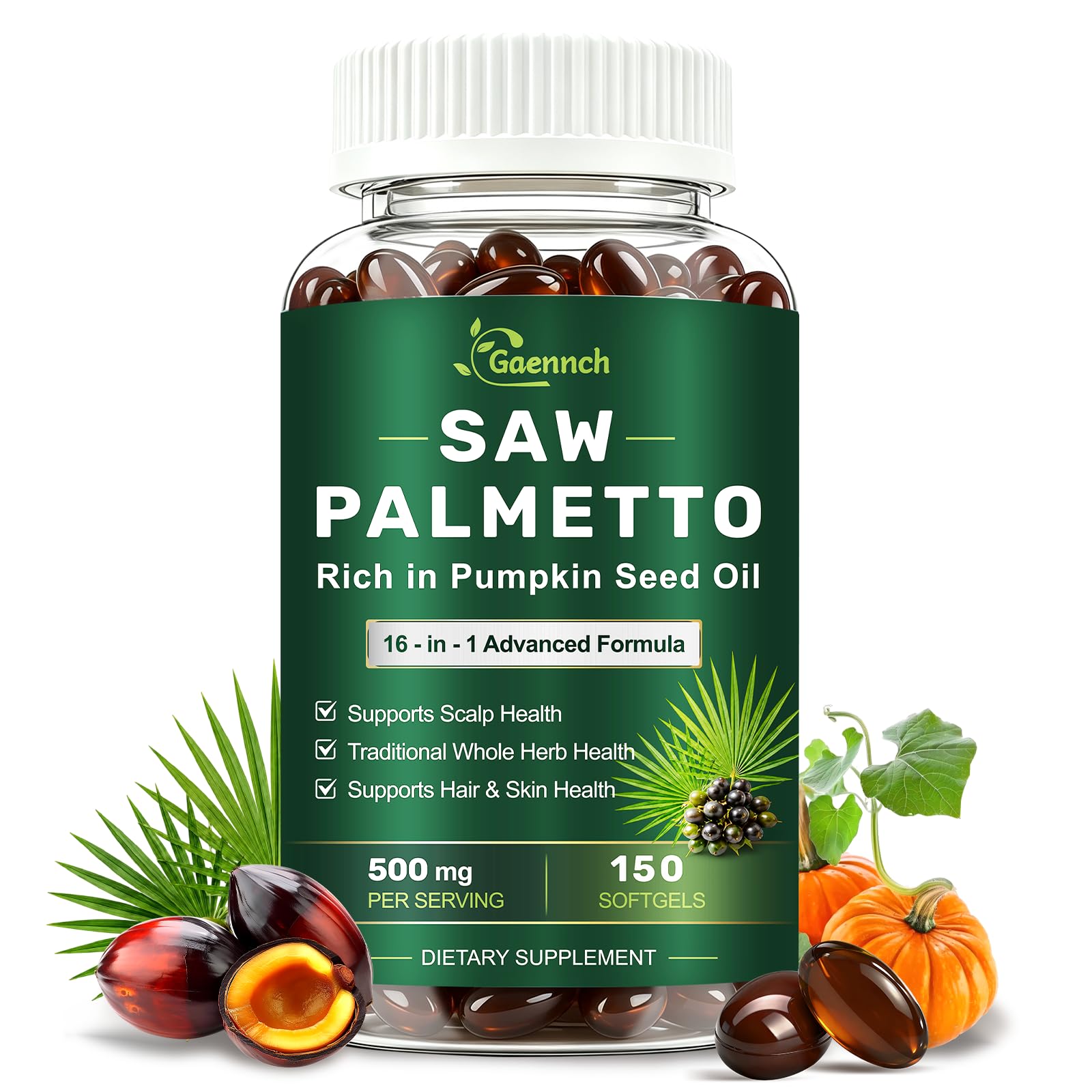 Saw Palmetto for Men with Pumpkin Seed Oil Prostate Health Supplement 150 Count (Pack of 1)