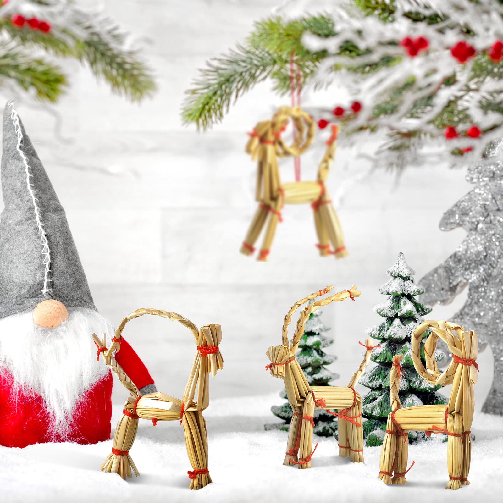 48-Inch Scandinavian Pagan Tree Skirt With Julbock Goat & Mistletoe Print – Winter Holiday Decor
