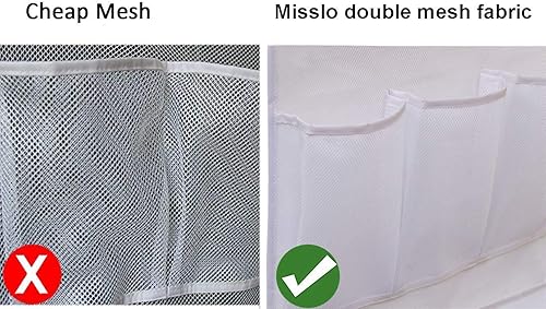 Miniatura 4 de MISSLO Organizador de ducha de malla con 8 bolsillos, organizador colgante con colgador giratorio, almacenamiento de baño de secado rápido (blanco)