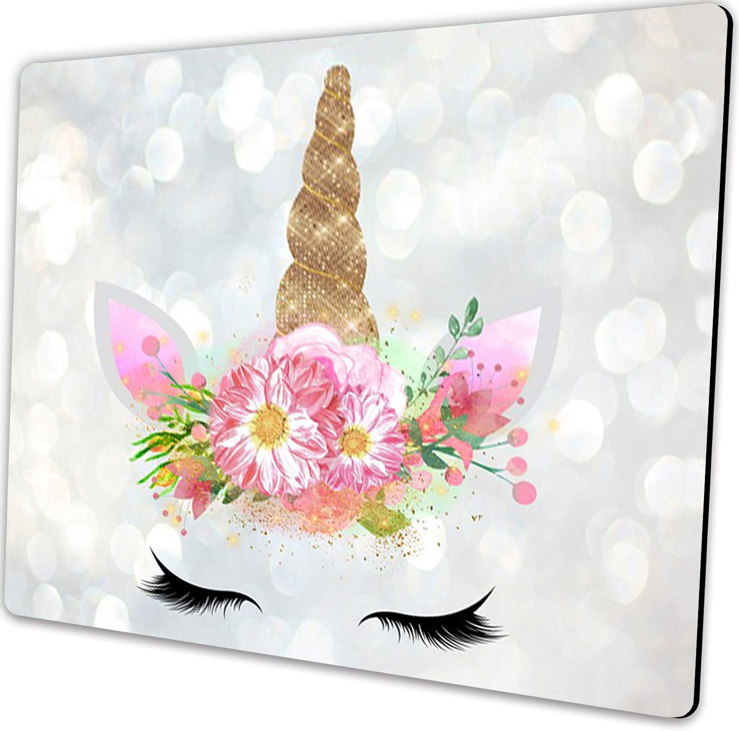 Floral Unicorn Gifts Mouse Pad Mat Cute Unicorn Face Teacher Mousepad Desk Accessories for Women Great Gift Idea