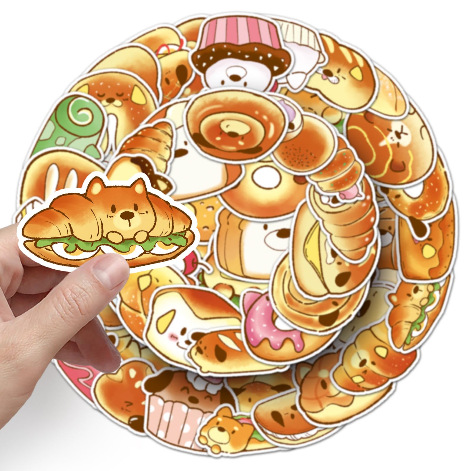 50PCS Bread Dog Sticker for Journal Notebook Water Bottle Laptop Phone Case Helmet Guitar Car Luggage Scrapbook Computer Skateboard,Cute Puppy Animal Waterproof Decals for Teens Kids Adults - Image 4