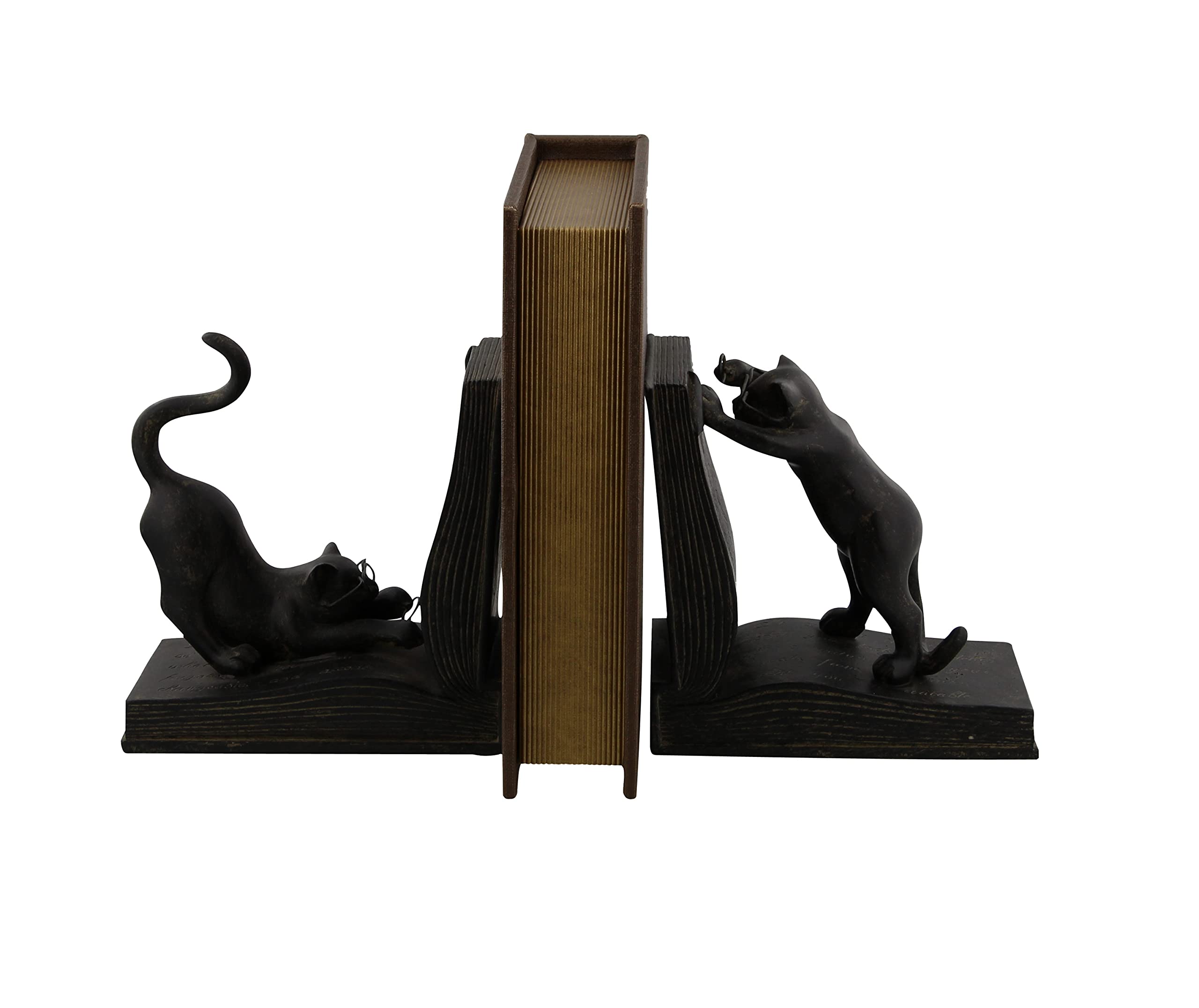Deco 79 Gato de Polystone sujetalibros Par para Libros Lovers- (44690)