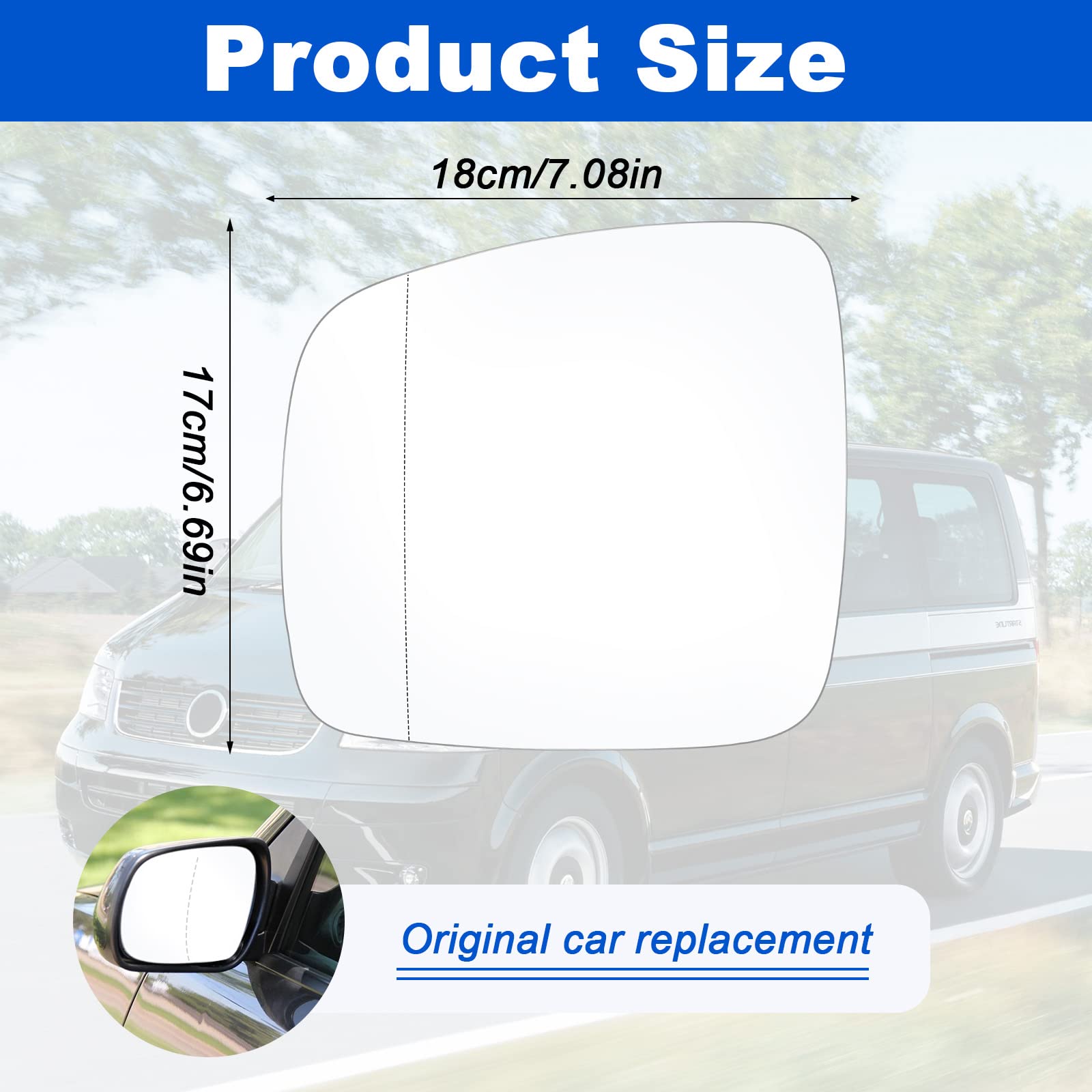 Vetro Specchietto Retrovisore Riscaldato Destro Per VW T5 (2003-2009) E Caddy (2004-2015) – Ricambio Con Numero OE 7H0857522 – Chiara Visione, Facile Installazione