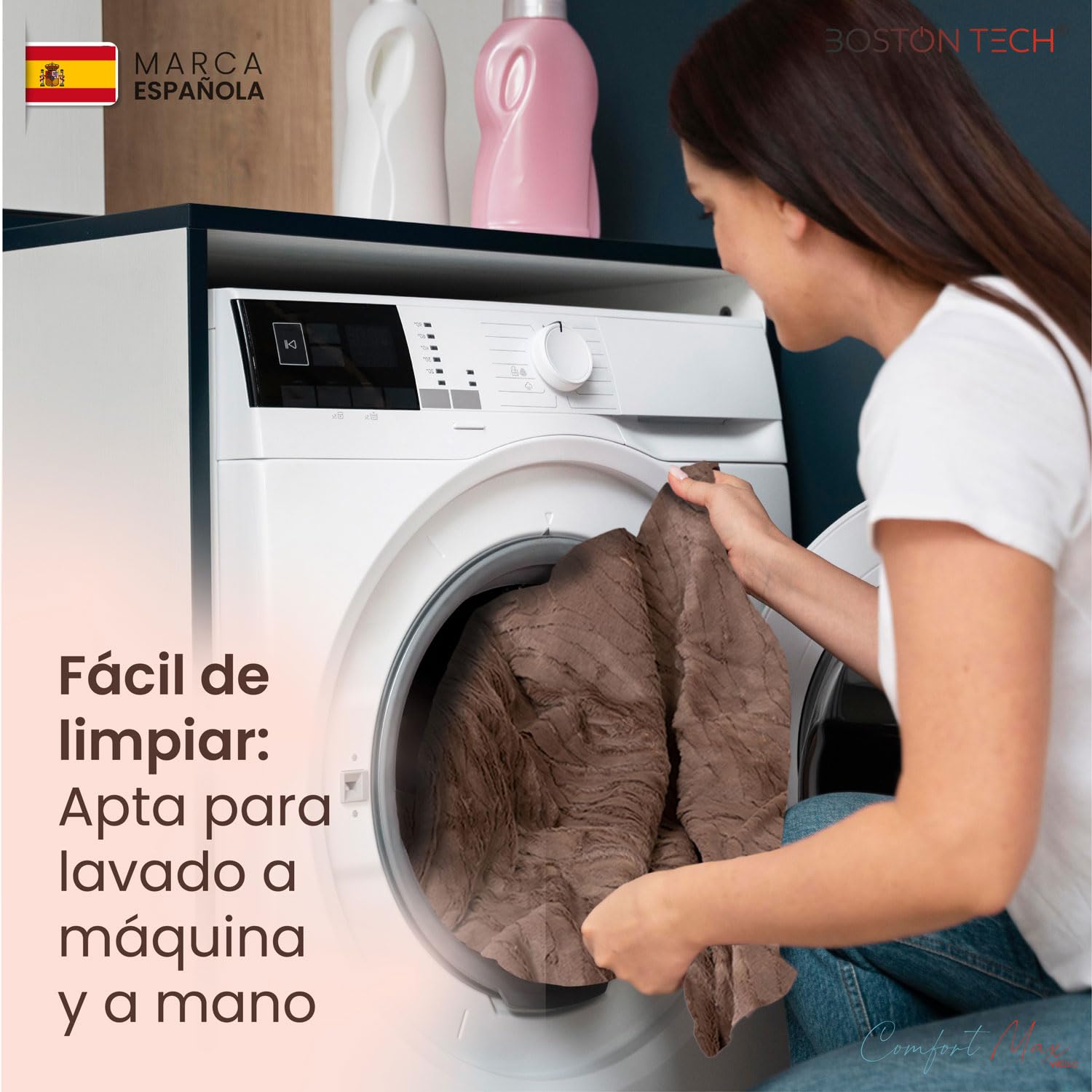 Manta Eléctrica Doble Comfortmax | 180 x 130 cm + 9 niveles de temperatura + Control digital removible | Calentamiento rápido + Apagado automático+ Protección sobrecalentamiento | Lavable a máquina