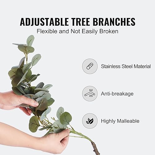 Miniatura 5 de VEVOR Árbol de eucalipto artificial, planta sintética de 6 pies de alto, material de polietileno seguro y protección de inclinación anti-punta,