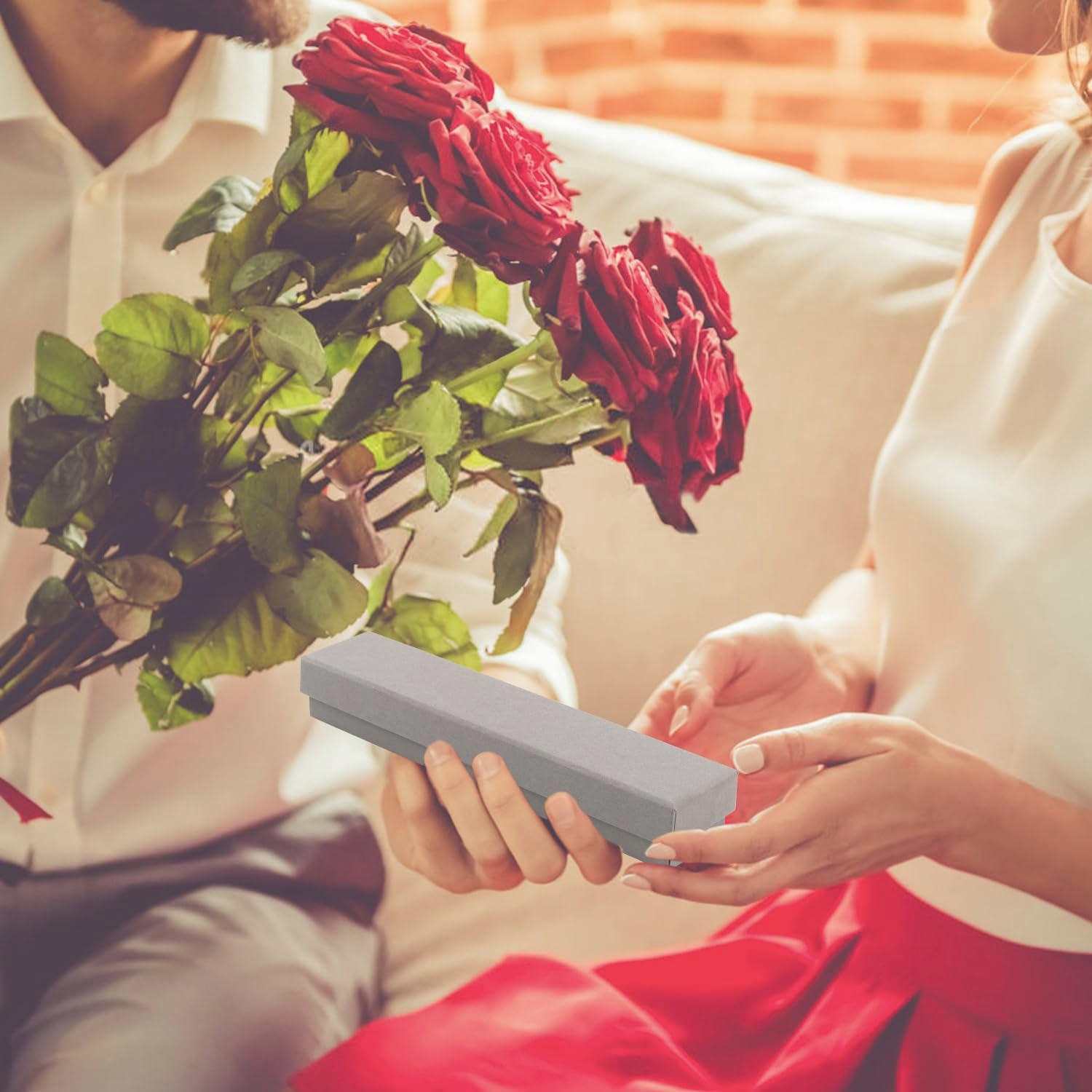 Rocutus Jewelry Gift Boxes Necklace Earring Ring Box Gift Box,12 Pack Jewelry Gift Boxes Necklace Gift Boxes Cotton Filled Cardboard Paper Box Gift Cases for Wedding, Engagement (Grey) - Image 4