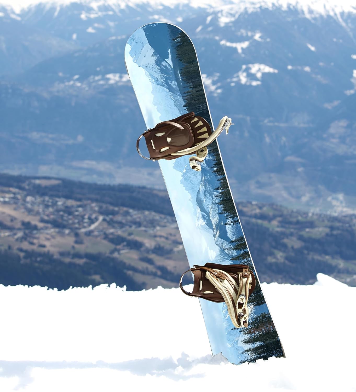 Snowboard Wrap 117 - Mountain Trees Scene Snowboard Graphic Decal - Includes Application Squeegee - 14 inch x 65 inch fits Most Snowboards