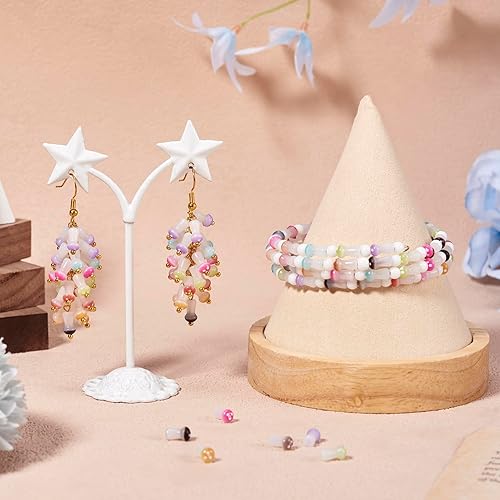 Miniatura 3 de Craftdady 200 cuentas de hongo de 10 colores de cristal de cristal para hongos, cuentas espaciadoras sueltas para manualidades, fabricación de joyas