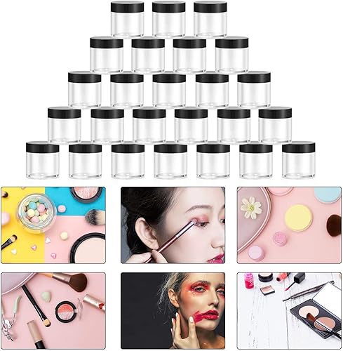 Miniatura 6 de Pequeños recipientes de plástico con tapas, 30 tarros de plástico con tapas, recipientes cosméticos reutilizables para cosméticos, lociones,