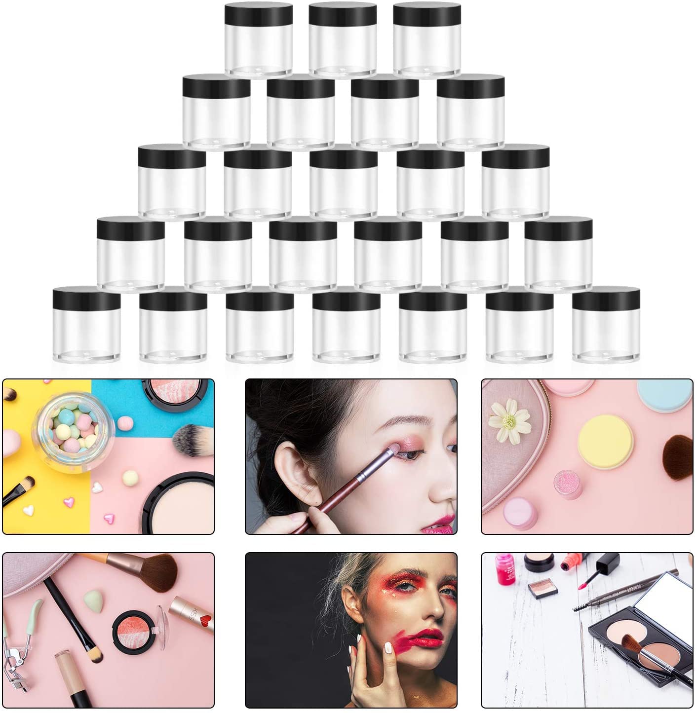30 Pièces Pots Vide Cosmétiques, 10g Petite Recipient Contenant Cosmétique Plastique Transparente de Voyage avec Couvercle pour Bougie Echantillon, avec 3 Spatule