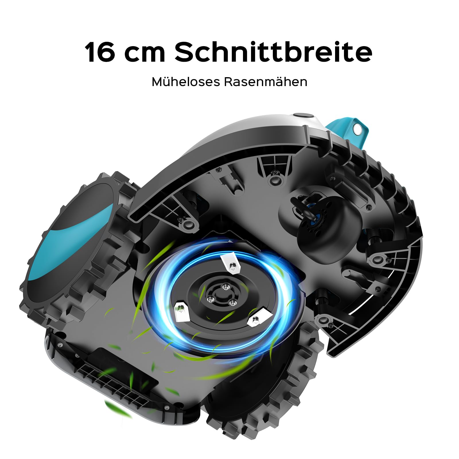 YARDCARE V100 Mähroboter ohne Begrenzungskabel, mit KI-Vision Navigation, Kein RTK, Kein Signalabbruch, 150 Hinderniserkennung, mit Magnetstreifen, Ersatzklingen, Empf. für kleine Gärten bis zu 150㎡