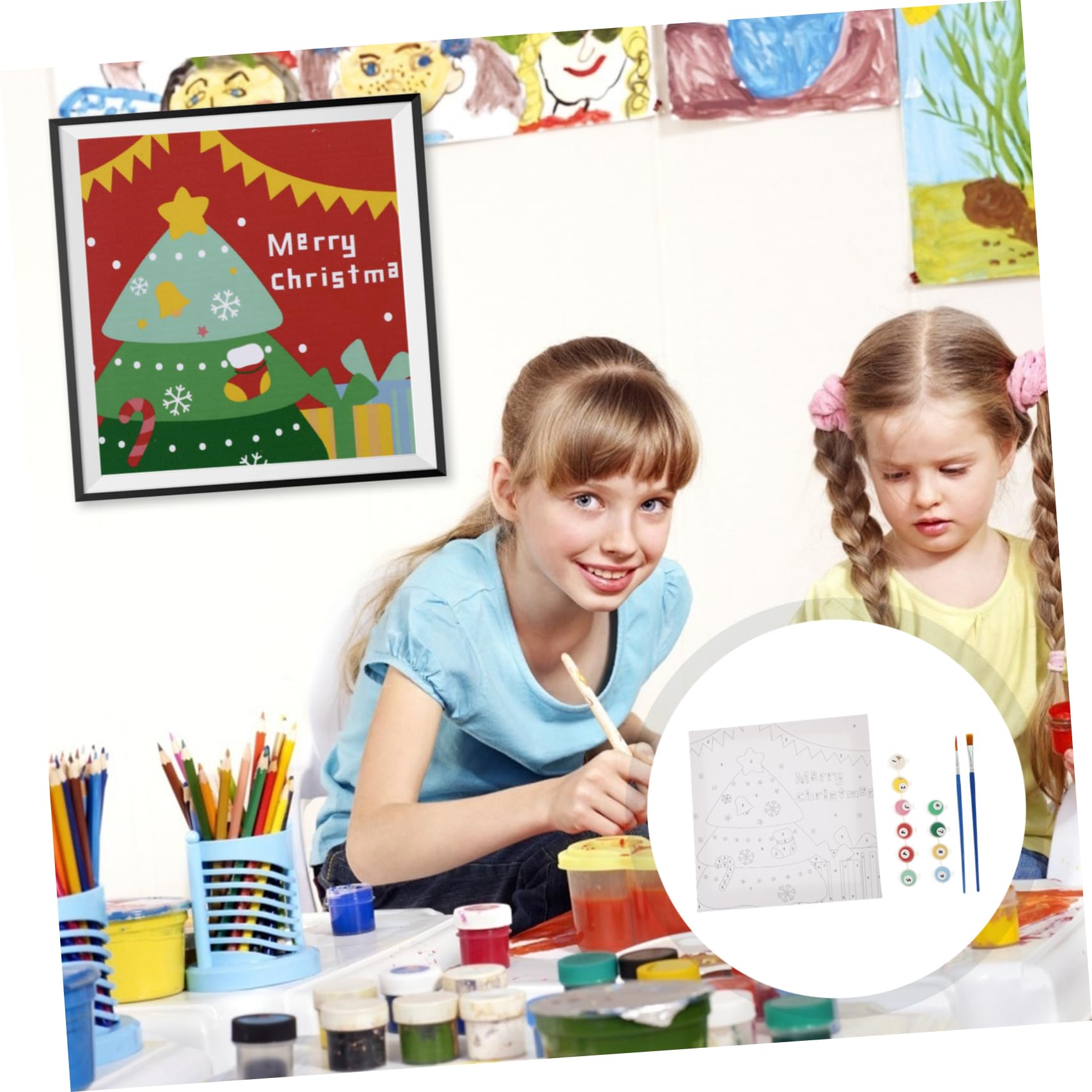 VICASKY Pittura Per Ragazzo Ragazza Kit Natale Colorare Attività Creativa Per Ragazzi e Ragazze Di Natale Decorazione Festiva Per Casa e Stanza Dei Ragazzo Ragazza