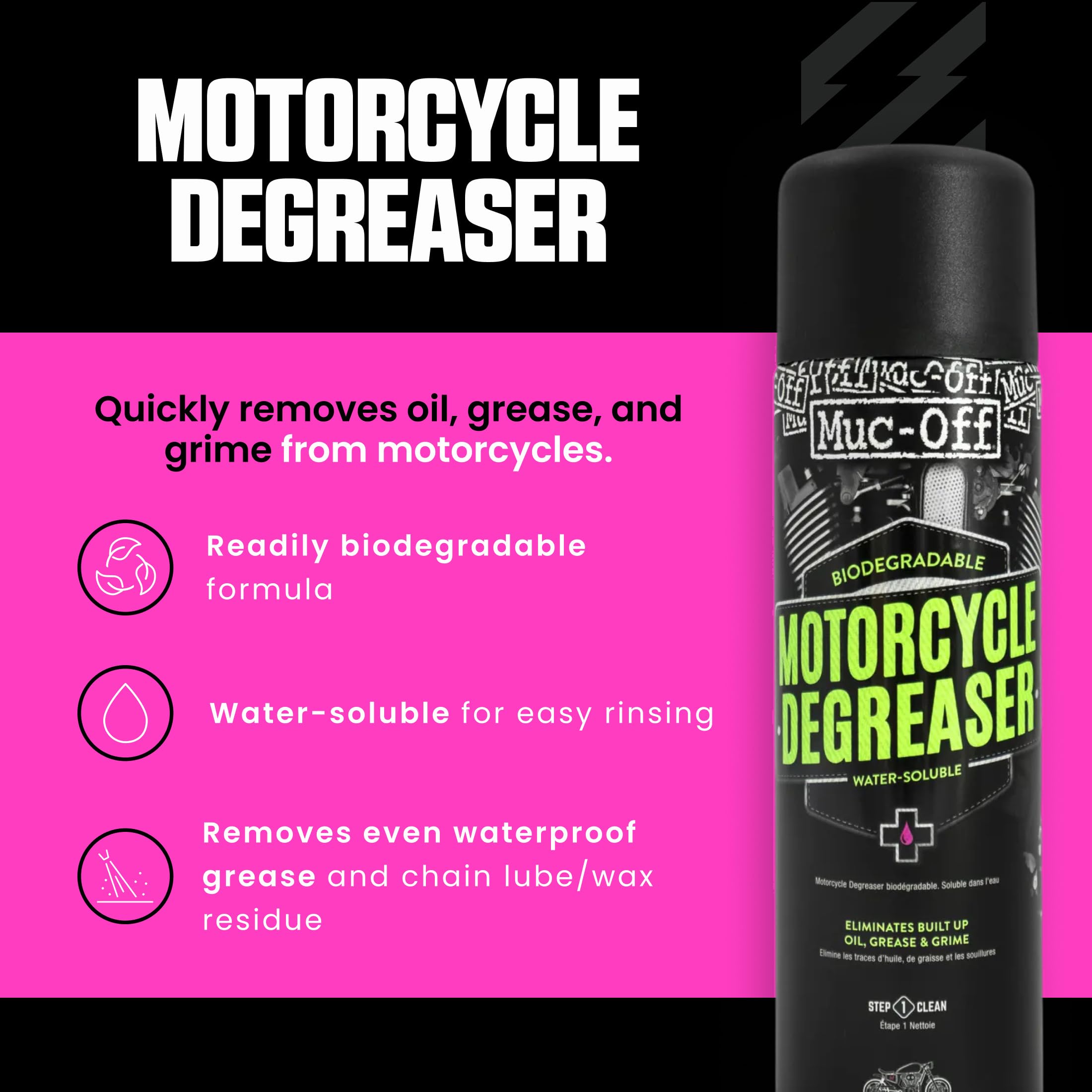 Muc-Off Bio Degreaser, 400 ml - Sgrassatore Moto Idrosolubile e Biodegradabile - Lo Spray Sgrassante per Moto Rimuove Efficacemente il Grasso e lo Sporco Accumulati