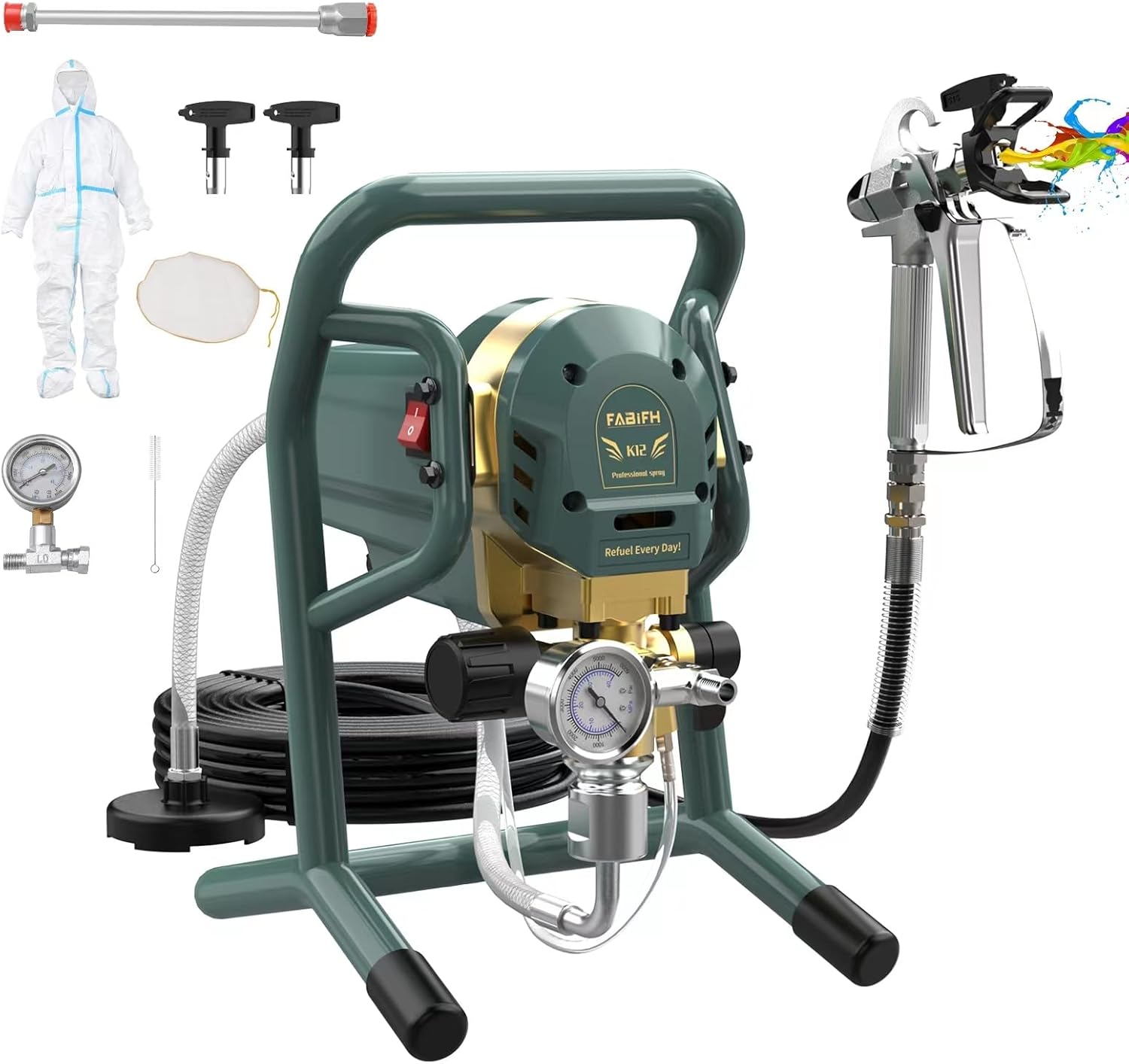 FABIFH Stand Airless Paint Sprayer 1HP 3000PSI High