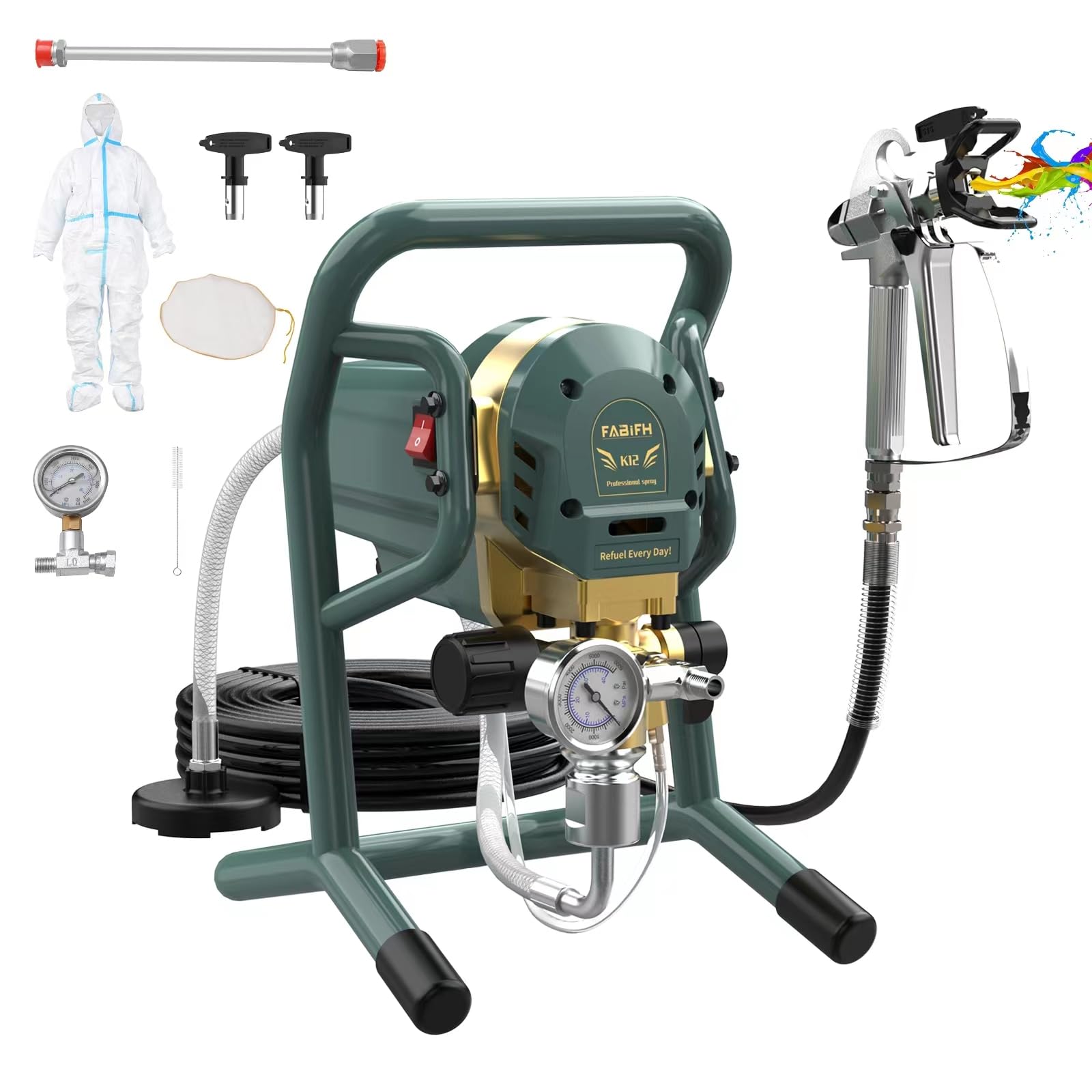 FABIFH Stand Airless Paint Sprayer 1HP 3000PSI High