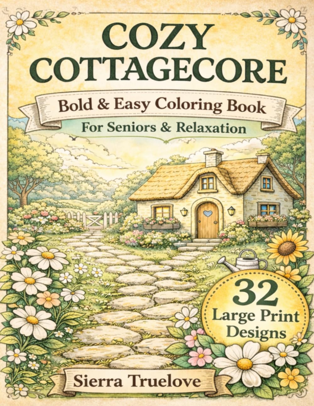 Cozy Cottagecore: Bold and Easy Large Print Coloring Book for Seniors