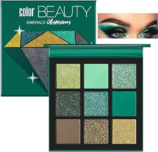 Green Eyeshadow Palette - Shimmer Eye Shadow Palette Matte and Glitter EyeShadow Make-Up Palettes Waterproof, Highly Pigmented Dark, Yellow, Green, Eye Make-Up