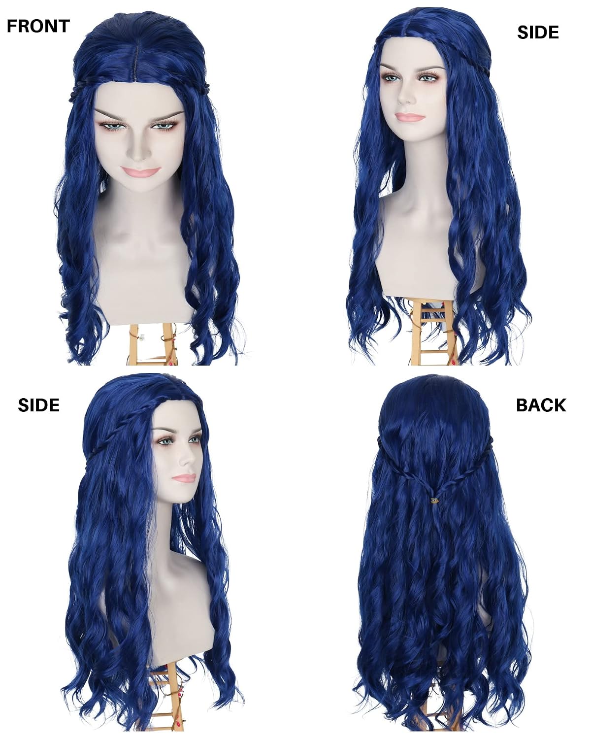 Miss U Hair Long Wavy Dark Blue Wig for Women Middle Party Mermaid Wig Halloween Cosplay