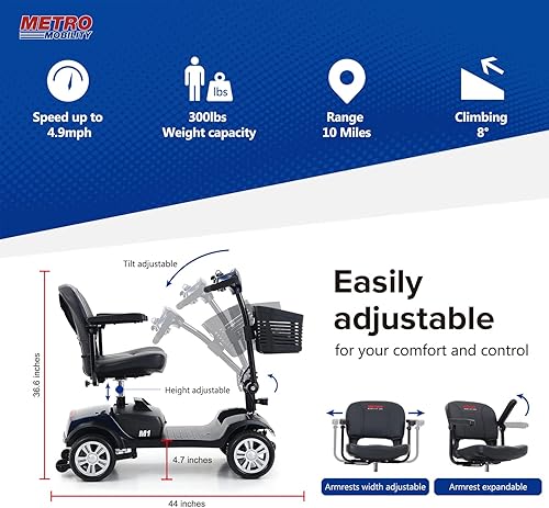 Miniatura 4 de Scooter plegable de movilidad para personas mayores, scooter de 4 ruedas para adultos, scooter médico eléctrico compacto para plegable en maletero