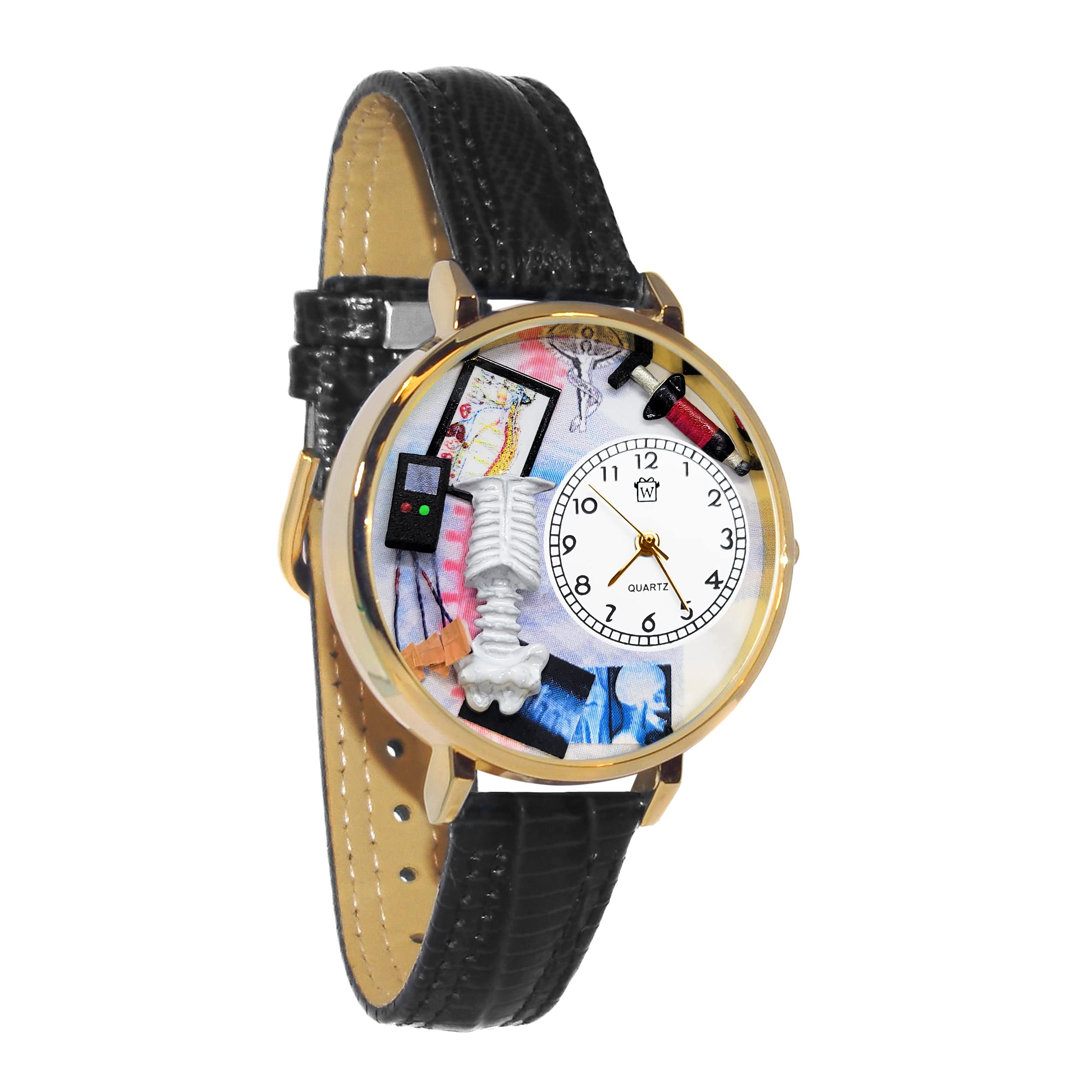 Whimsical GiftsChiropractor 3D Watch | Gold or Silver Large | Unique Fun Novelty | Handmade in USA