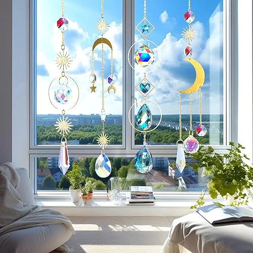 Miniatura 4 de Juego de 370 piezas de atrapasoles de cristal, lámparas de araña colgantes, piezas de prismas de arco iris, colgantes para colgar ventanas de