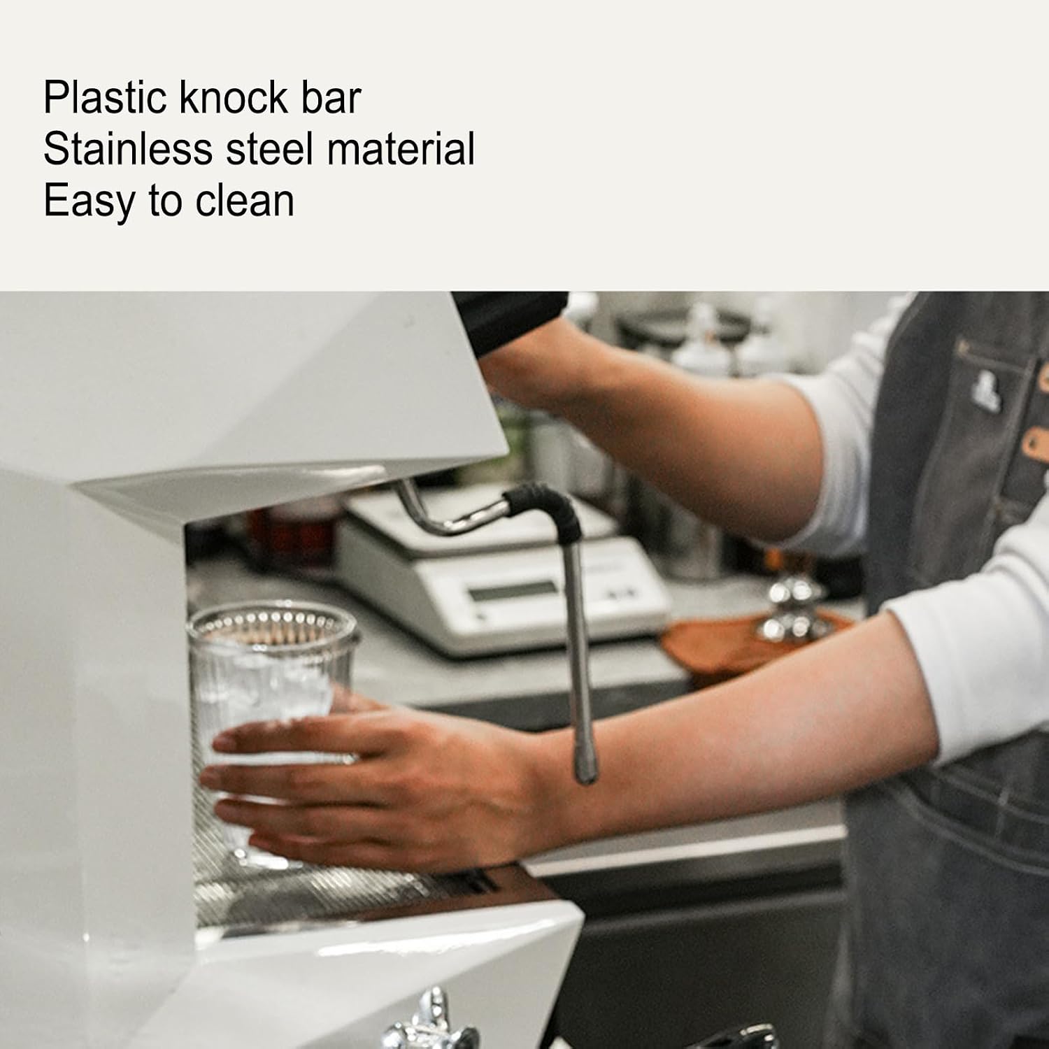 Coffee Knock Box with Knock Bar, Stainless Steel and Plastic Container 28x17.3x10.8cm - Durable Removable Design, Easy to Clean, Ideal Espresso Station Organizer Accessories