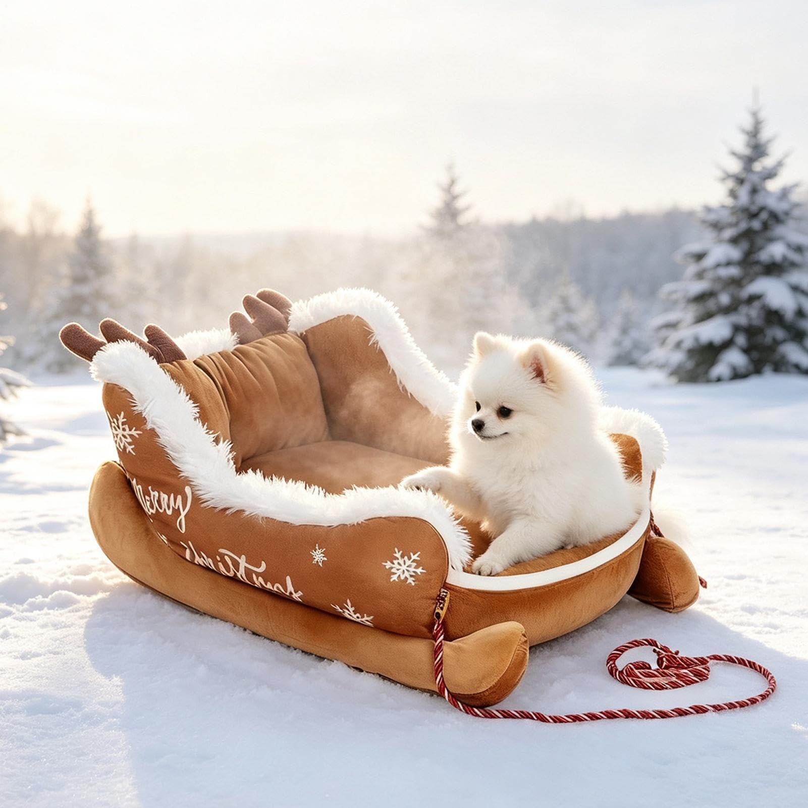 Cama de trineo de Navidad para gatos, antideslizante, cálida, suave