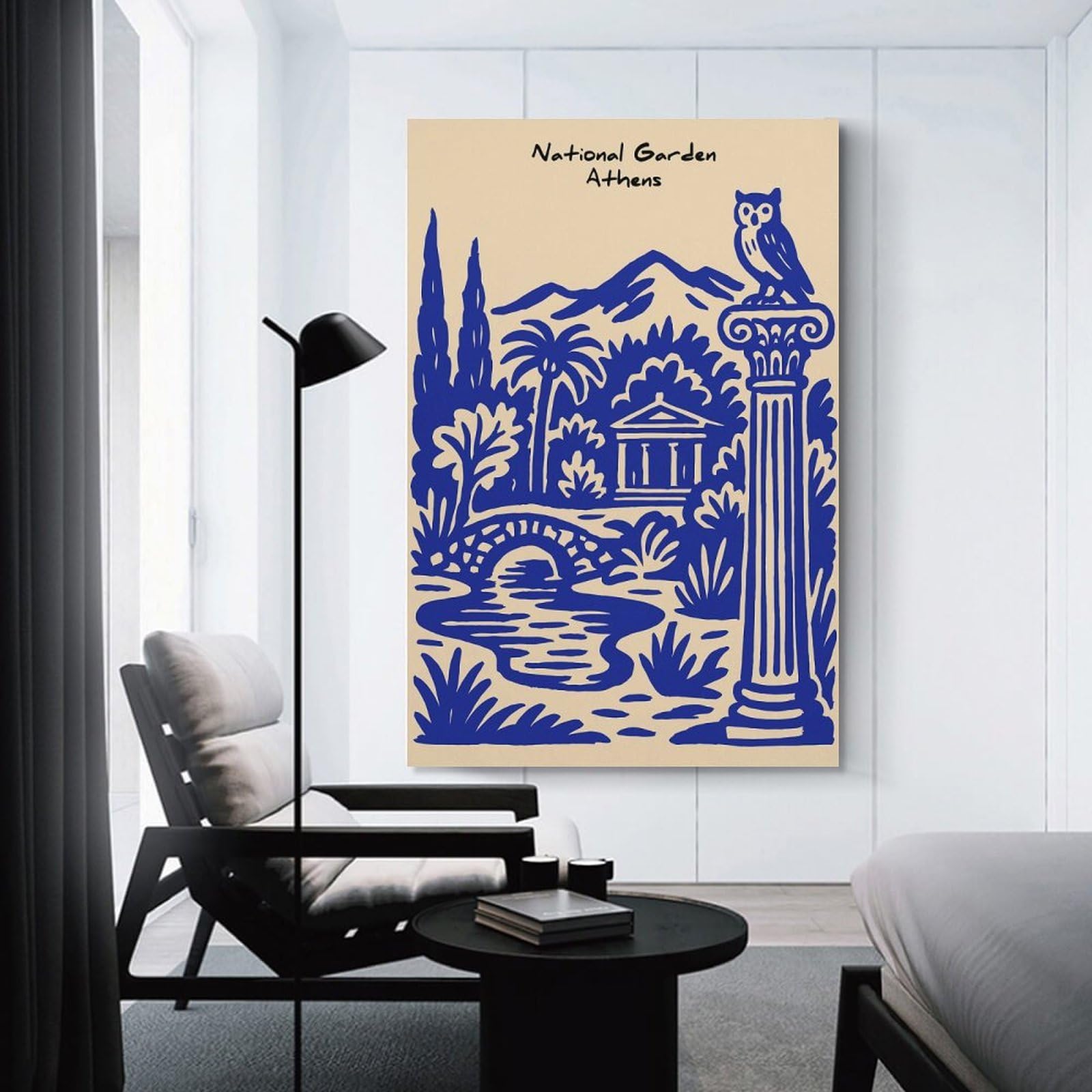 Junmoney National Garden Athens Illustration Wall Picture Print 24x36inch(60x90cm), for Hallway, Lounge Or Guest Room, Gift Idea for Housewarming And Birthdays