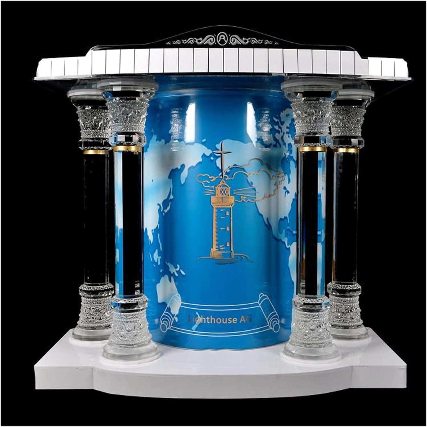 GIADO Podium Stand Acrylic Podium Stand Portable Lecterns With Four Crystal Pillars 1.5m Long Pulpits For Churches Reception Desk Pledge Stand Practical design