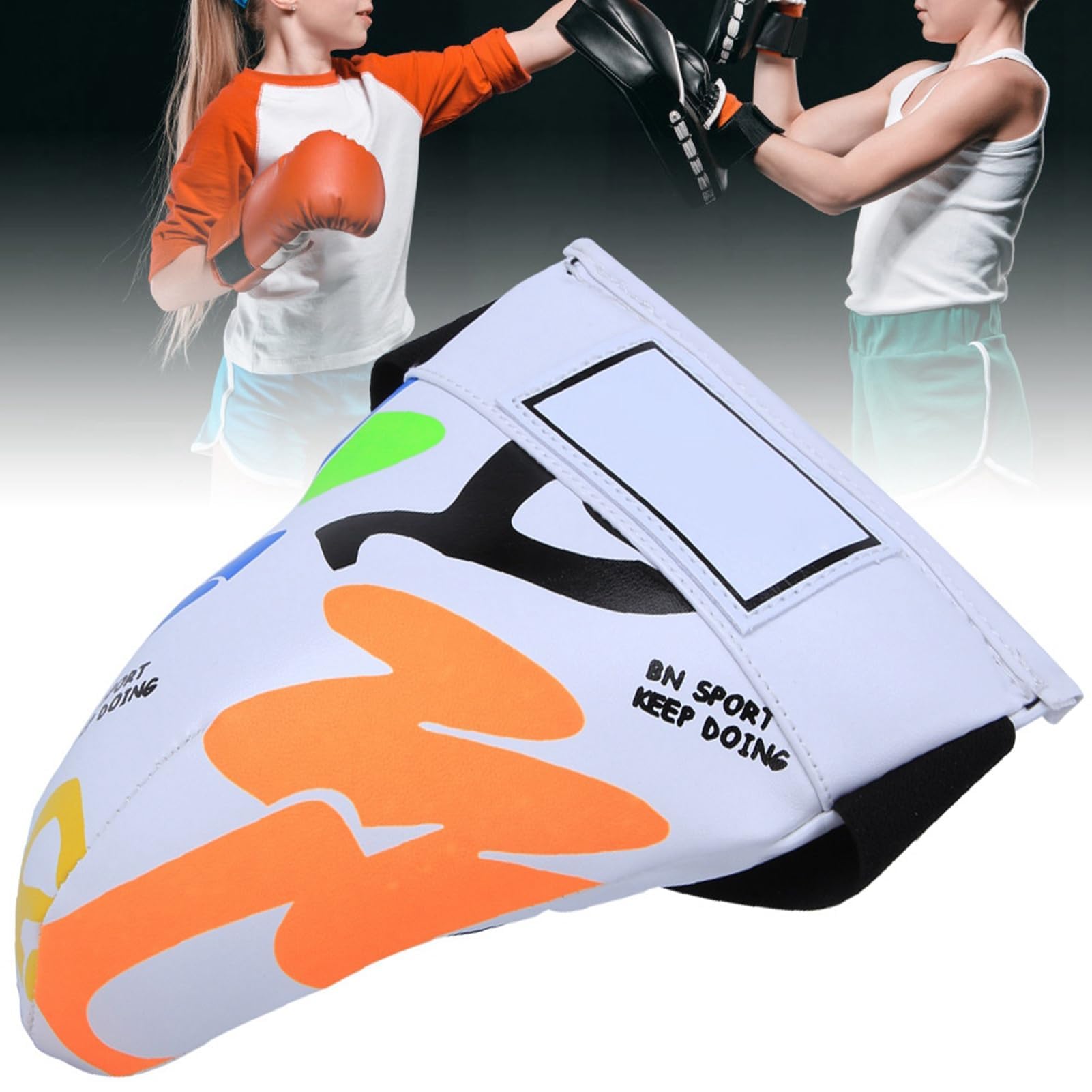 Protezione inguinale per bambini, attrezzatura protettiva per boxe per bambini protezione inguinale traspirante con graffiti per allenamento di boxe e taekwondo