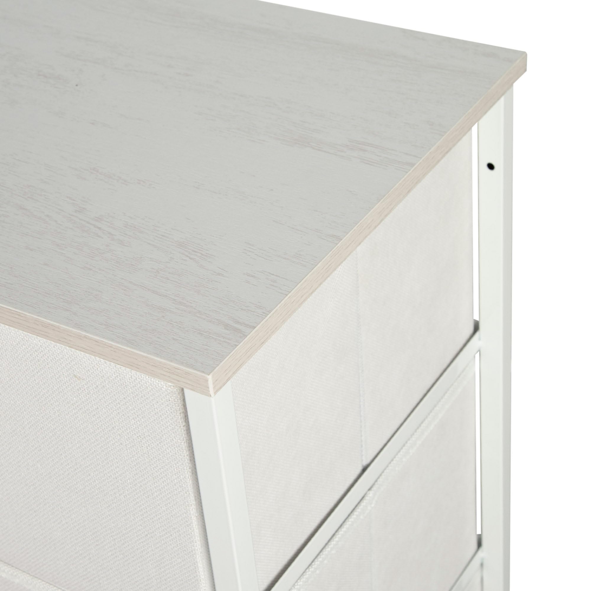 AKTIVE Max Home Cómoda dormitorio multiusos, 9 cajones de tela ligeros, 100x30x100 cm, Estructura acero, Tablero madera, Color blanco, Con sistema de nivelación, Organización, Almacenamiento (18407)
