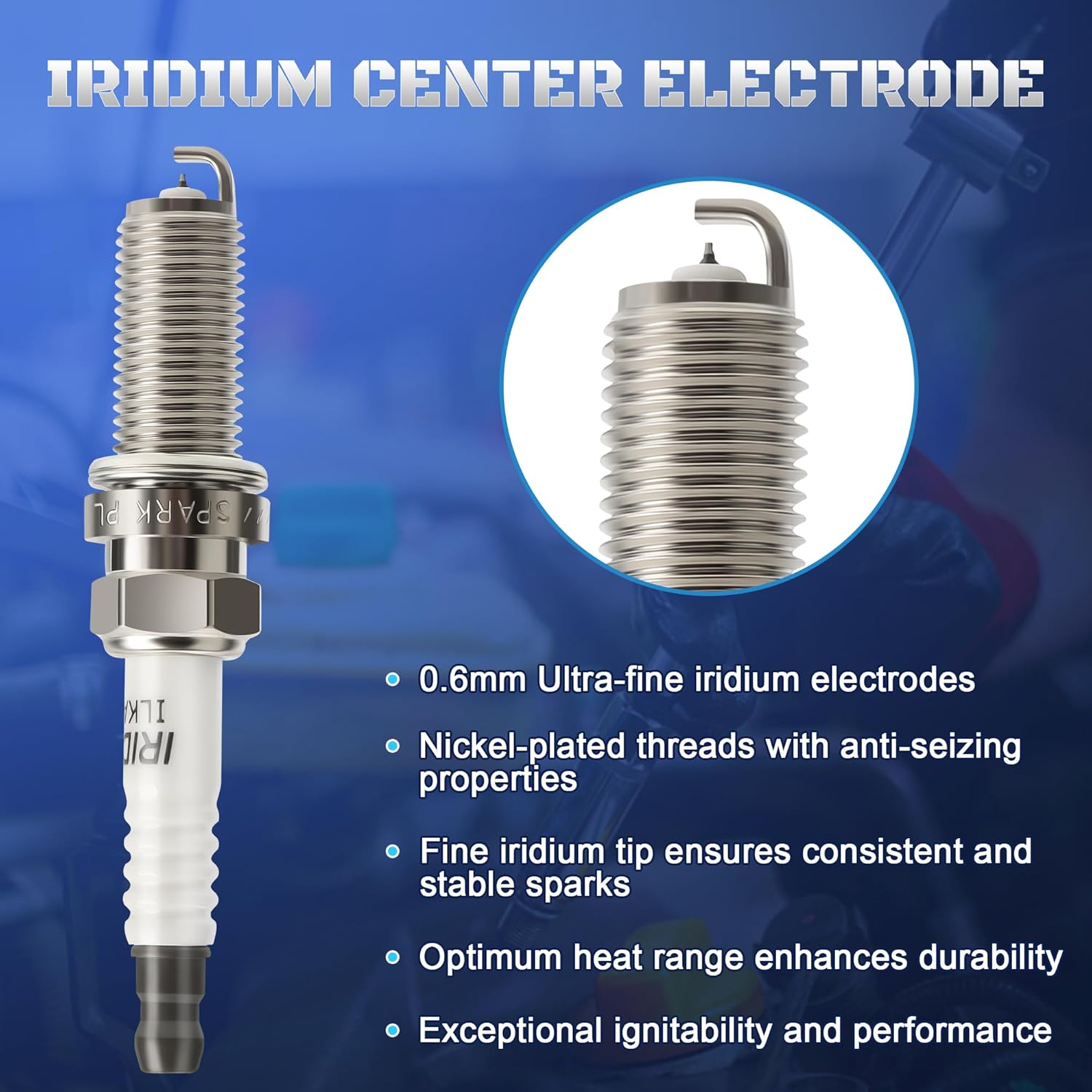 Iridium Spark Plugs 4 Pack 93501 LKAR7BIX-11S Fits for 2013-2017 Honda Accord 2.4, 2016-2020 Honda Civic 2.0, 2009-2015 Toyota Corolla 1.8 Matrix, Subaru Outback 2.5 Forester, Mazda 3 CX-5, Scion xD
