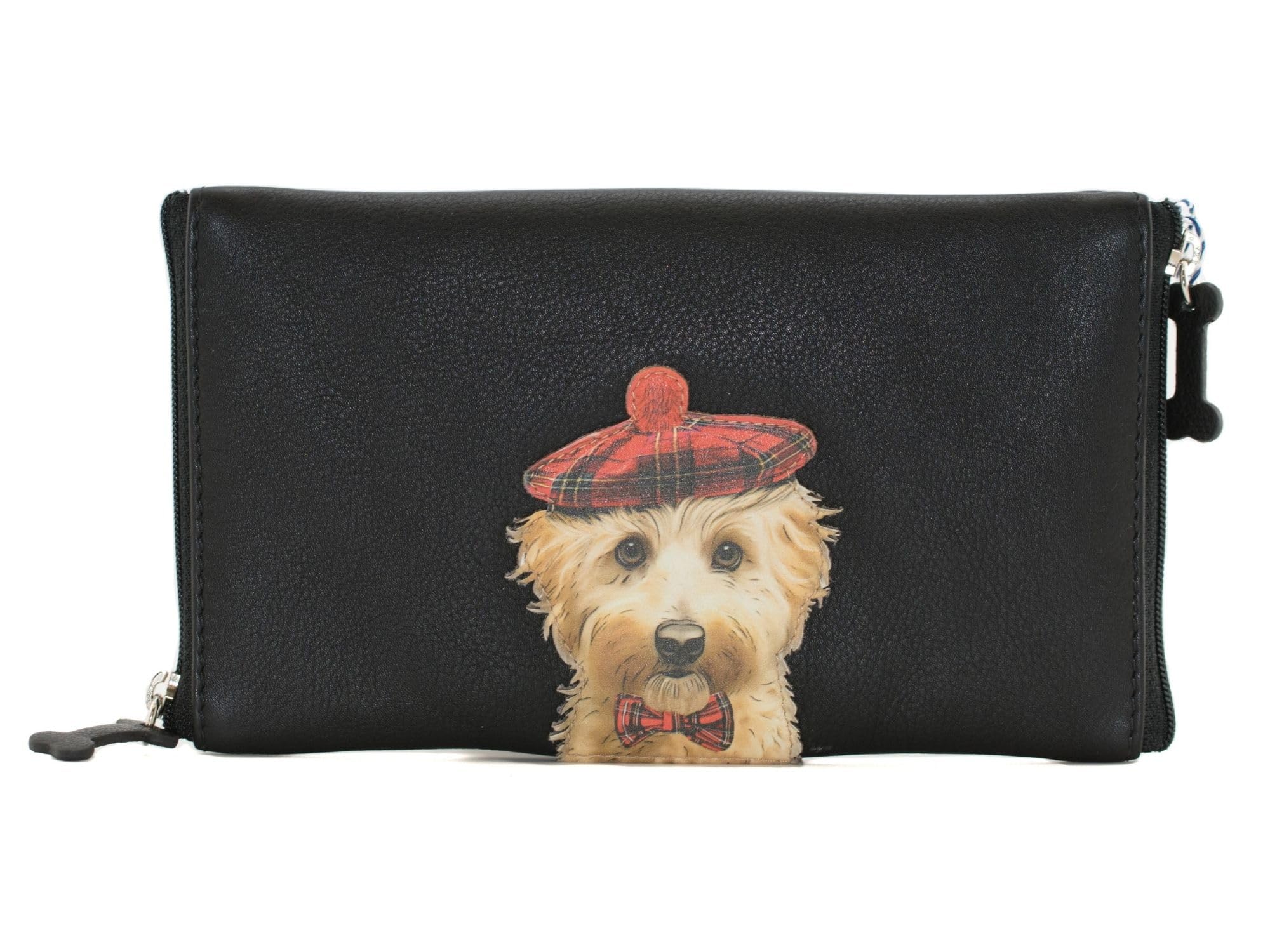 Mala Leather Black (Black) Cocos Dog Design Double Glasses Case