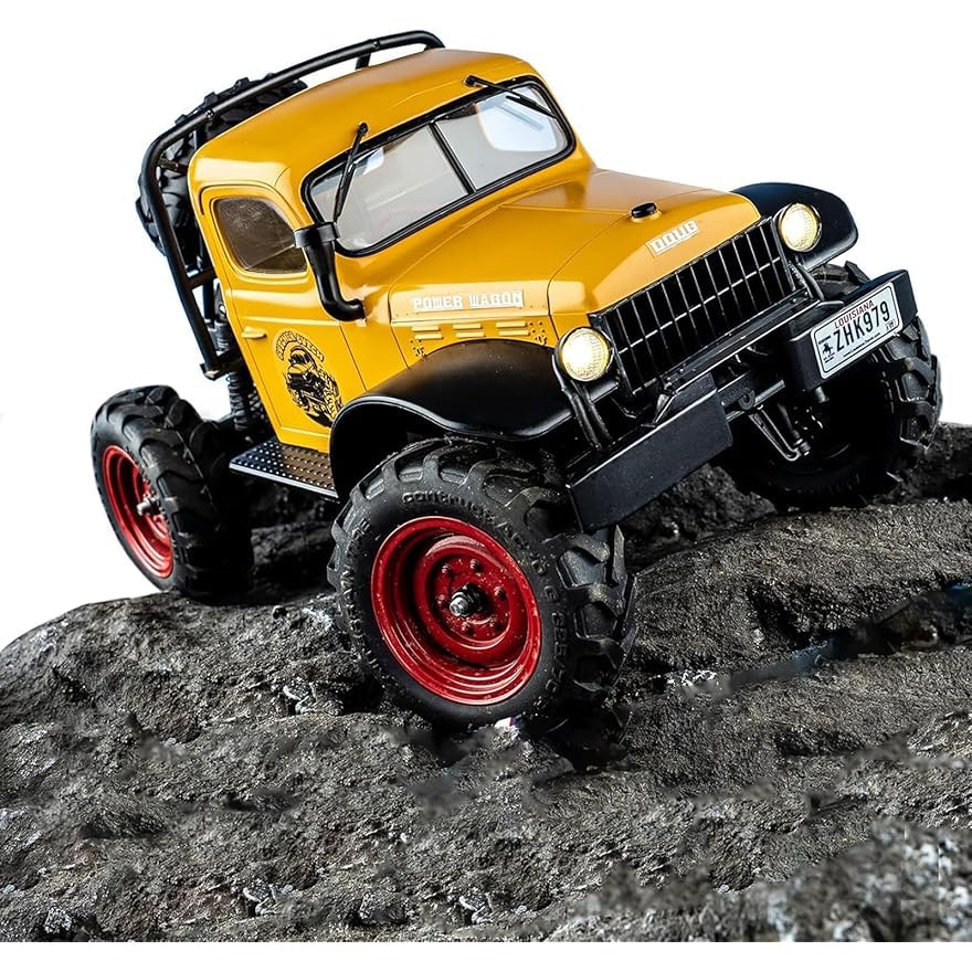 EAZYRC FMS FCX 1/24 RC Truck RTR, 4x4 RC Crawler for Sandland Desert Dirt Road for Men Boys with Battery, LED Light,Transmission and USB Charger (YELLOW)