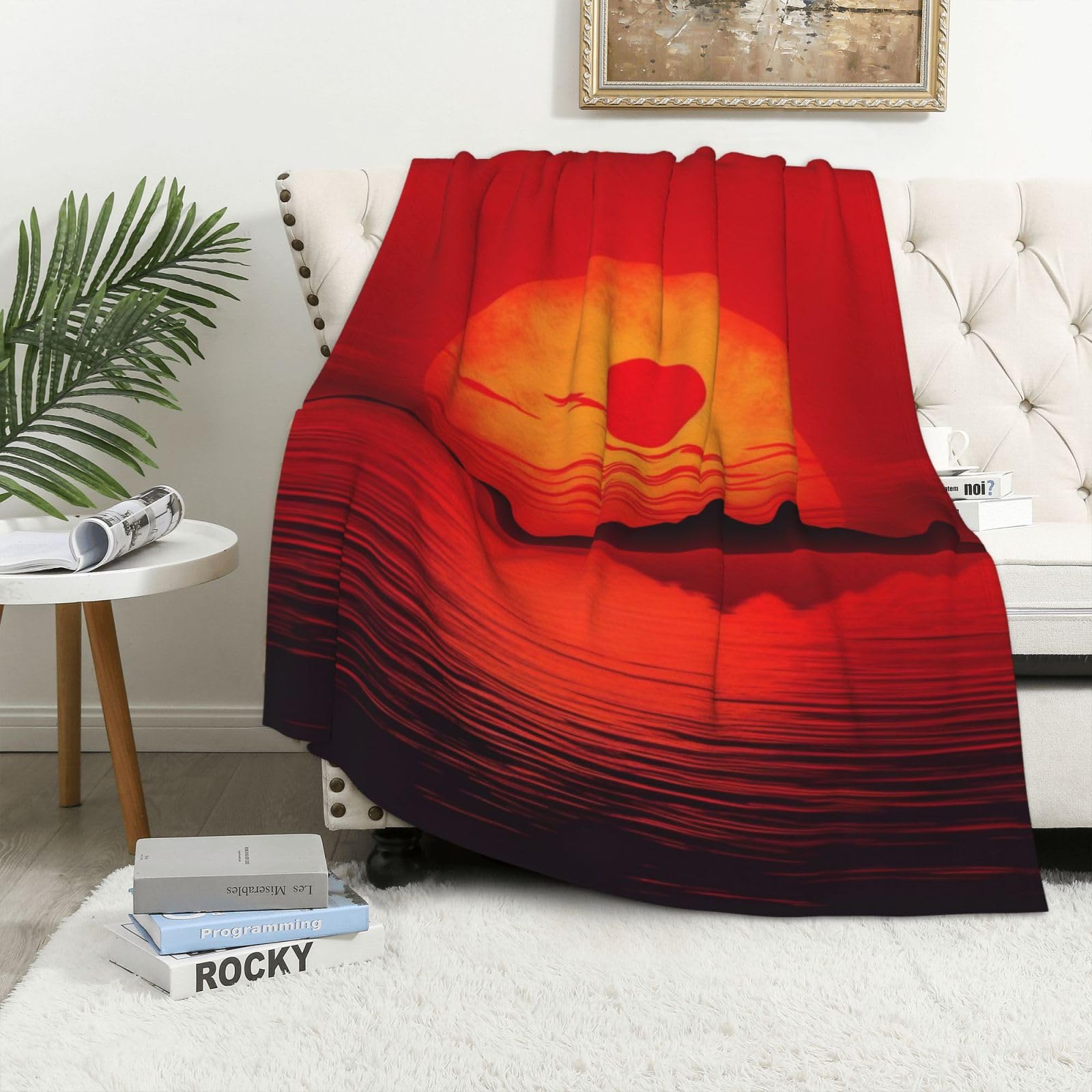 Couverture en flanelle anti-boulochage 320g au fini soyeux et imprimé graphique haut de gamme