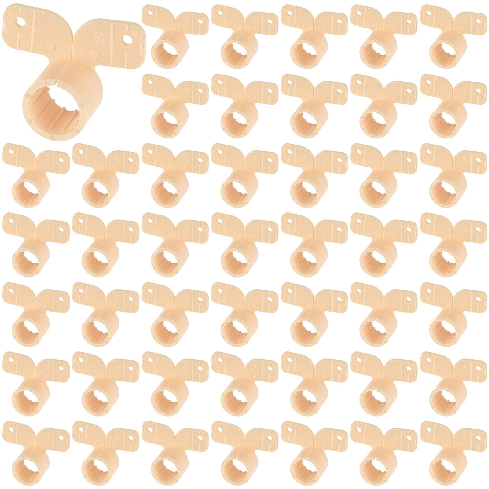 Briwooody 50 Pack 1/2 Inch Pex Suspension Pipe Clamps Tubing Supports for Pex, Copper, Cpvc Pipe, Butterfly Style (Beige)