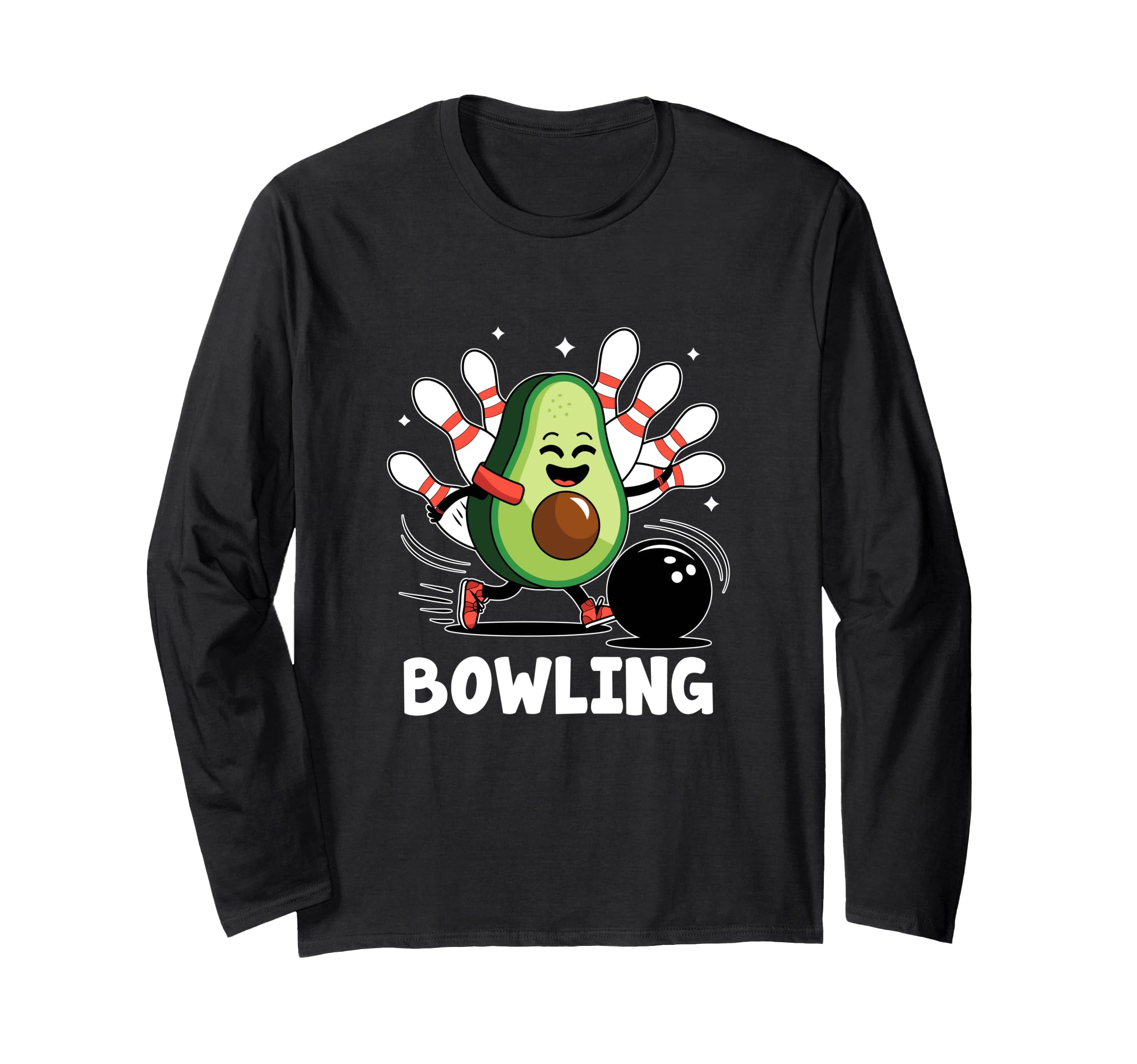 Avocado Playing Bowling Bowler Sports Athlete Game For Kids Long Sleeve T-Shirt