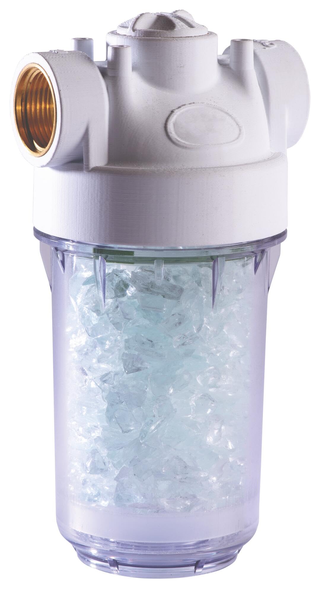 AQUAWATER, 105950, Mini-​filtre double action anti-​corrosion et anti-​calcaire pour chauffe-​eau, compact et polyvalent, filtration silicophosphate, débit max 110 l/​min, fabrication française