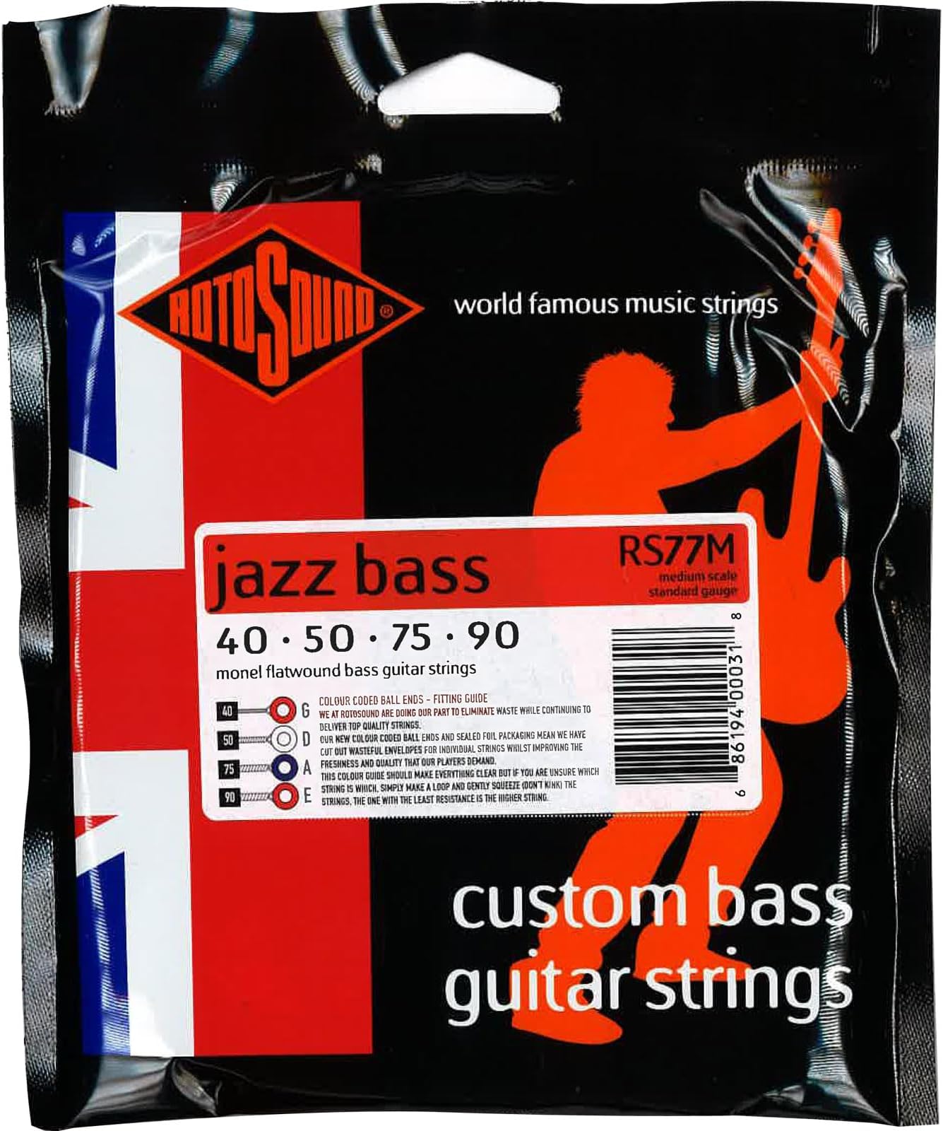 RS77M Monel Flatwound Bass Guitar Strings (40 50 75 90)