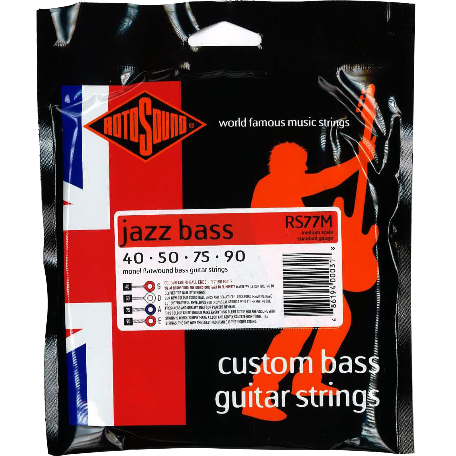 Rotosound RS77M Monel Medium Gauge Flatwound Bass Strings Medium Scale (40 50 75 90)