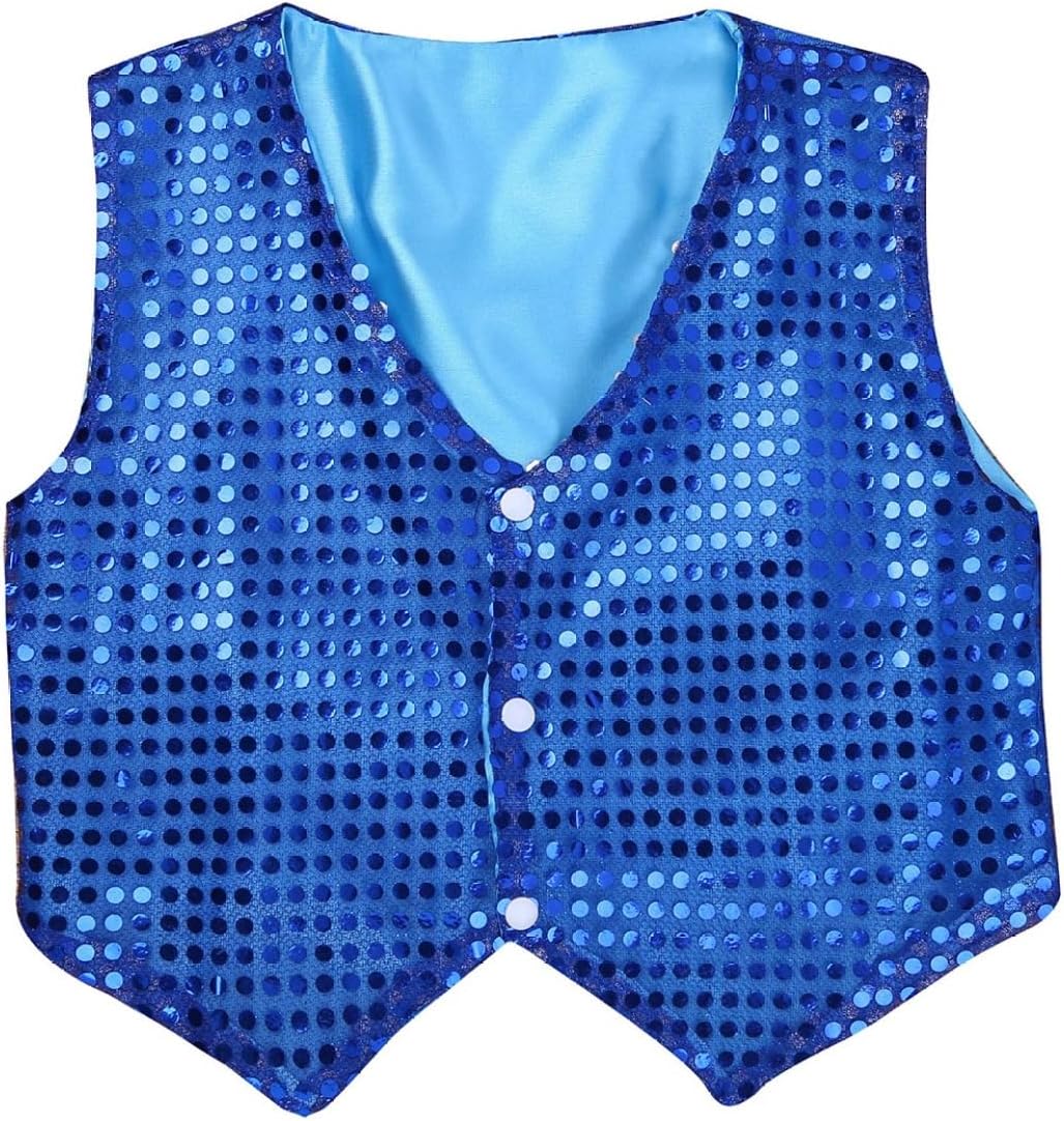 Kids Sequin Waistcoat Sparkly Button Front Vest