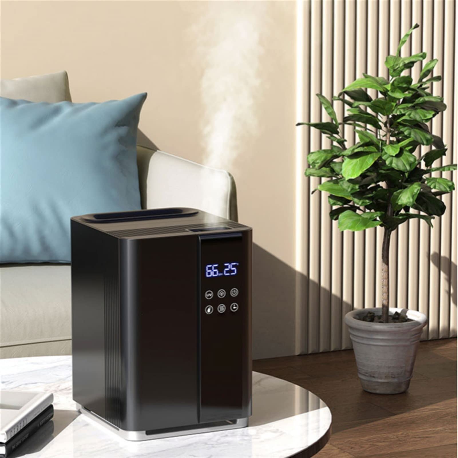 Humidificadores de Aire Humidificadores for la habitación grande del dormitorio, 5L Fresco y cálido Top Top Humidificador de tiempo con 3 velocidades Humidistat, apagado automático, negro Silencioso H